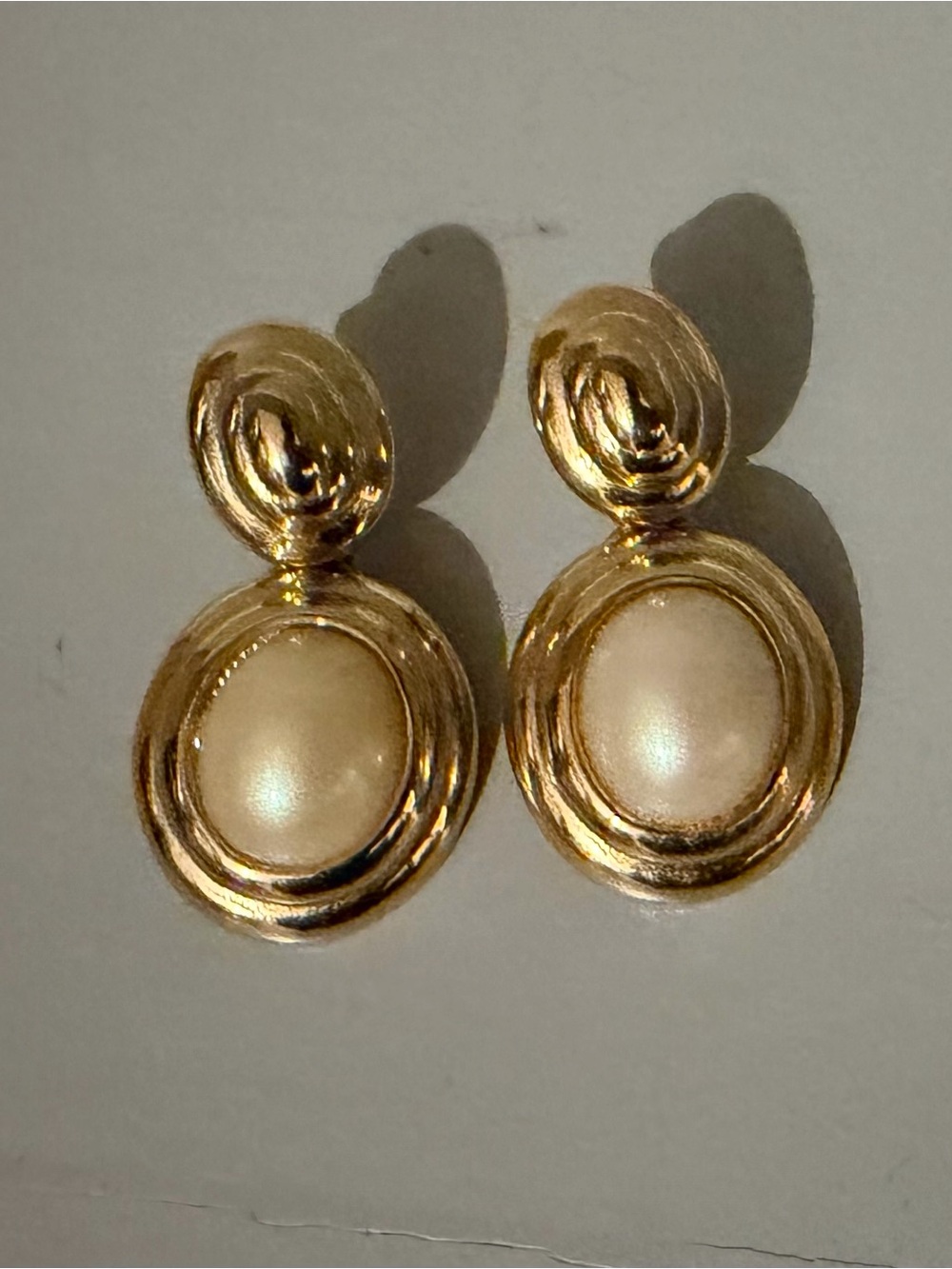 Vintage GJD Gold-Tone Faux Pearl Drop Earrings